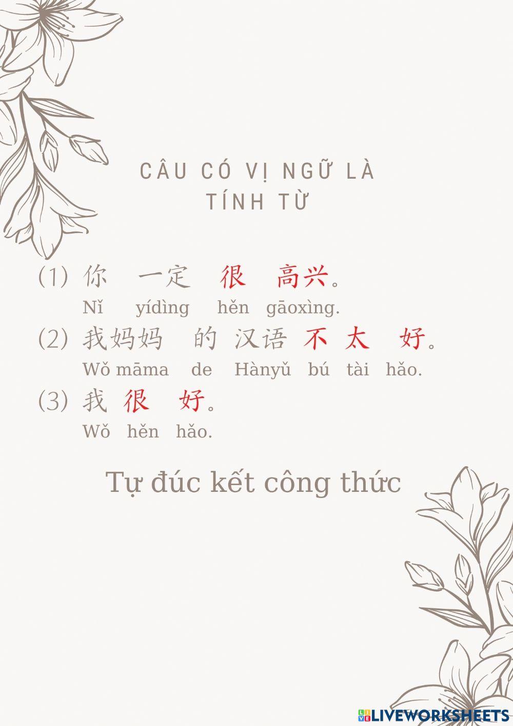 Câu có vị ngữ là tính từ