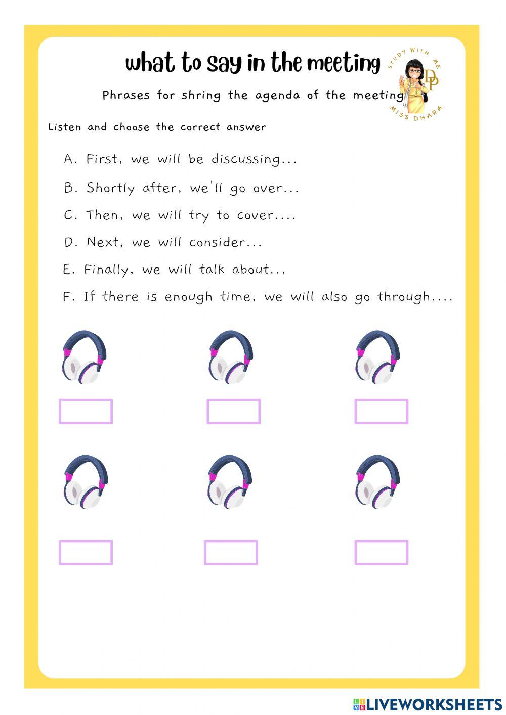 What to say when you are in a meeting