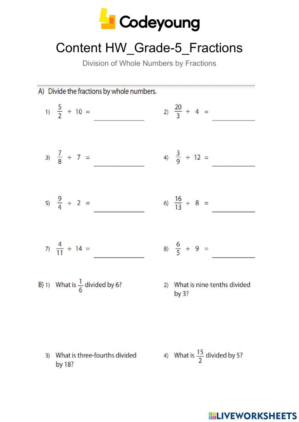 Content-HW-Division of Whole Numbers by Fractions
