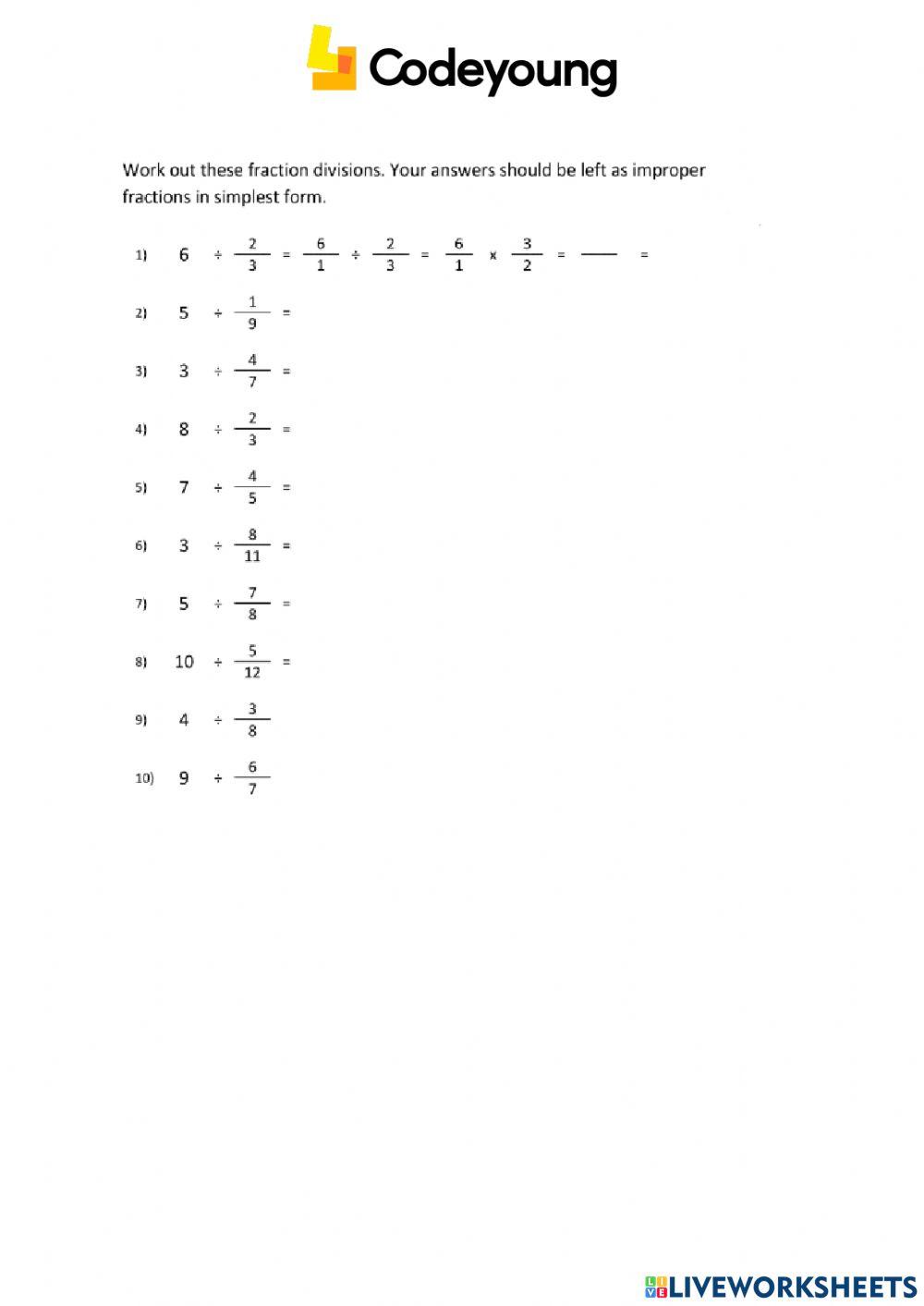 Content-HW-Division of Whole Numbers by Fractions