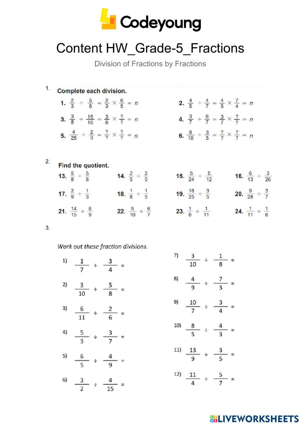 Content-HW-Division of Fractions by Fractions