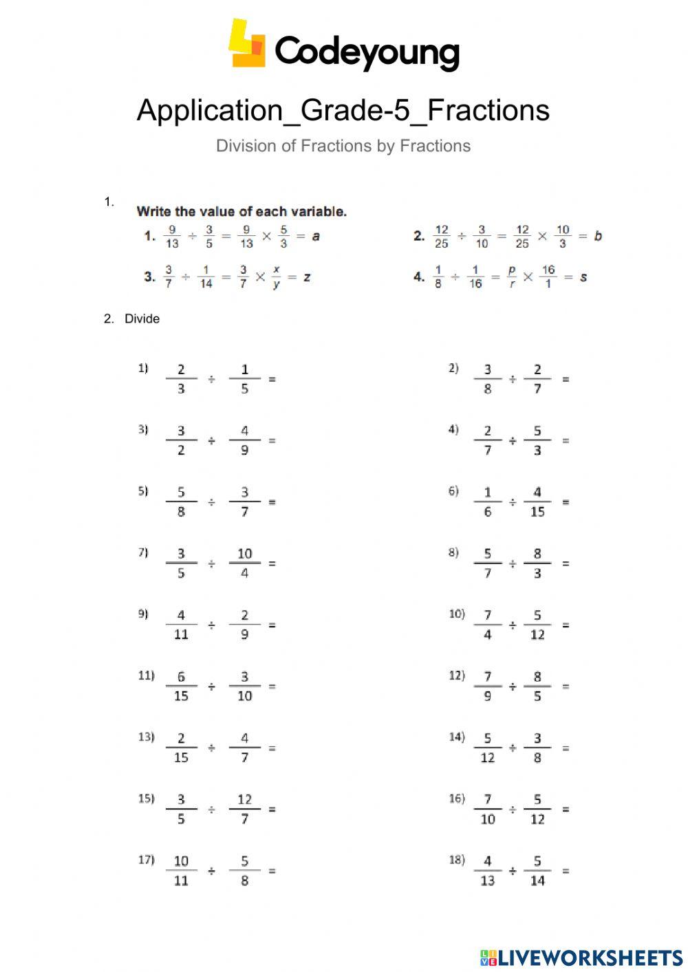 Application-Division of Fractions by Fractions