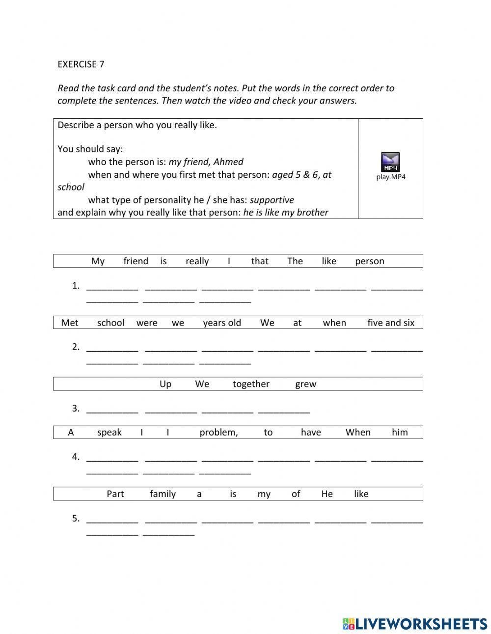 IE1, Unit 1, Speaking, Exercise 7