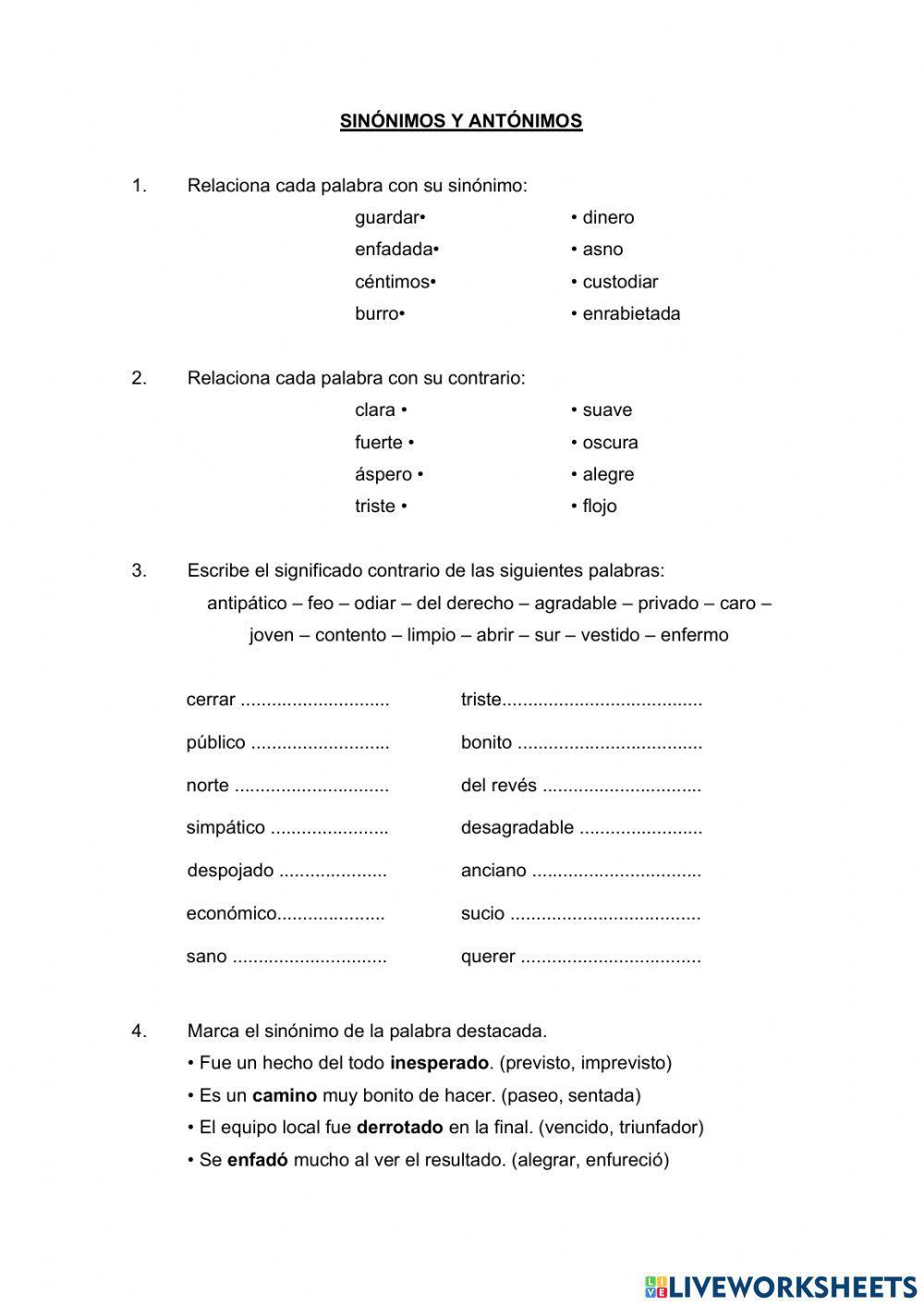 Sinónimos y antónimos