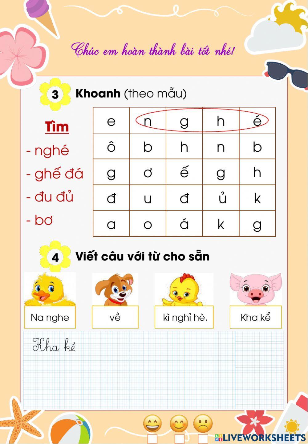 Lớp 1 - Tiếng việt - Tuần 4