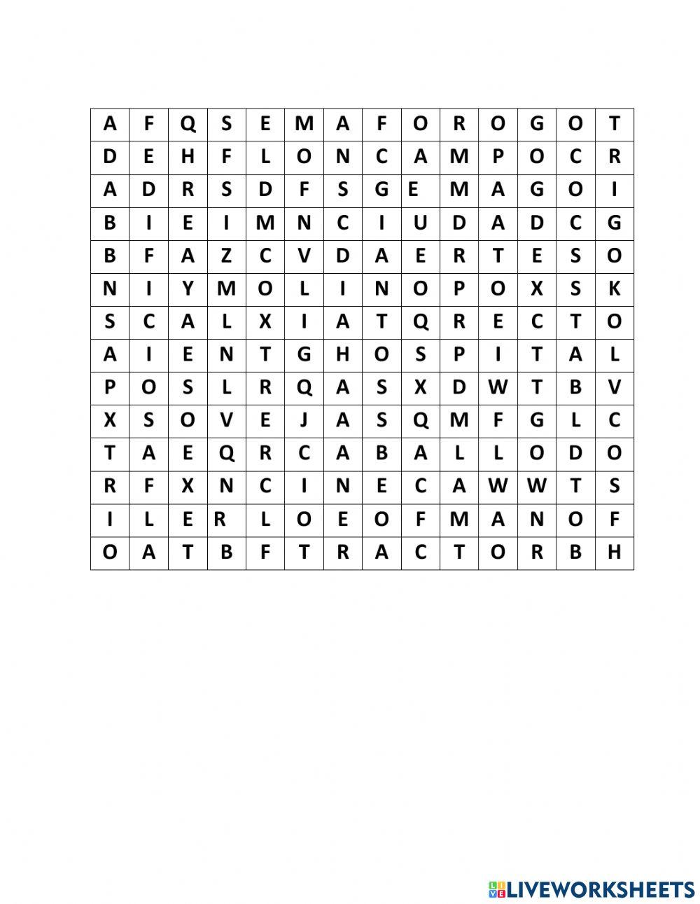 Sopa de letras - Campos y ciudad