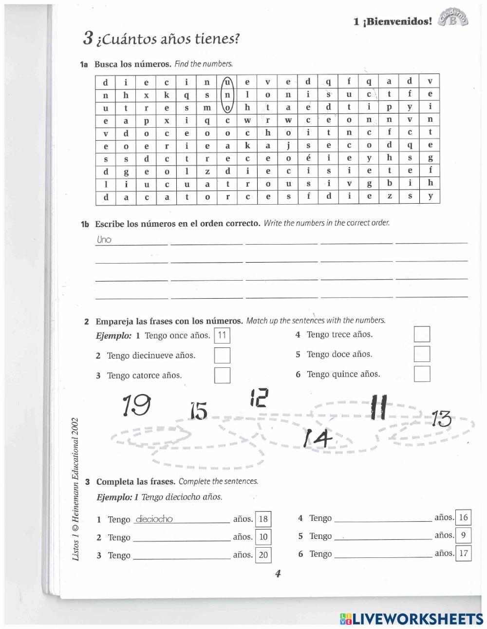 Cuantos anos tienes Workbook online exercise for | Live Worksheets
