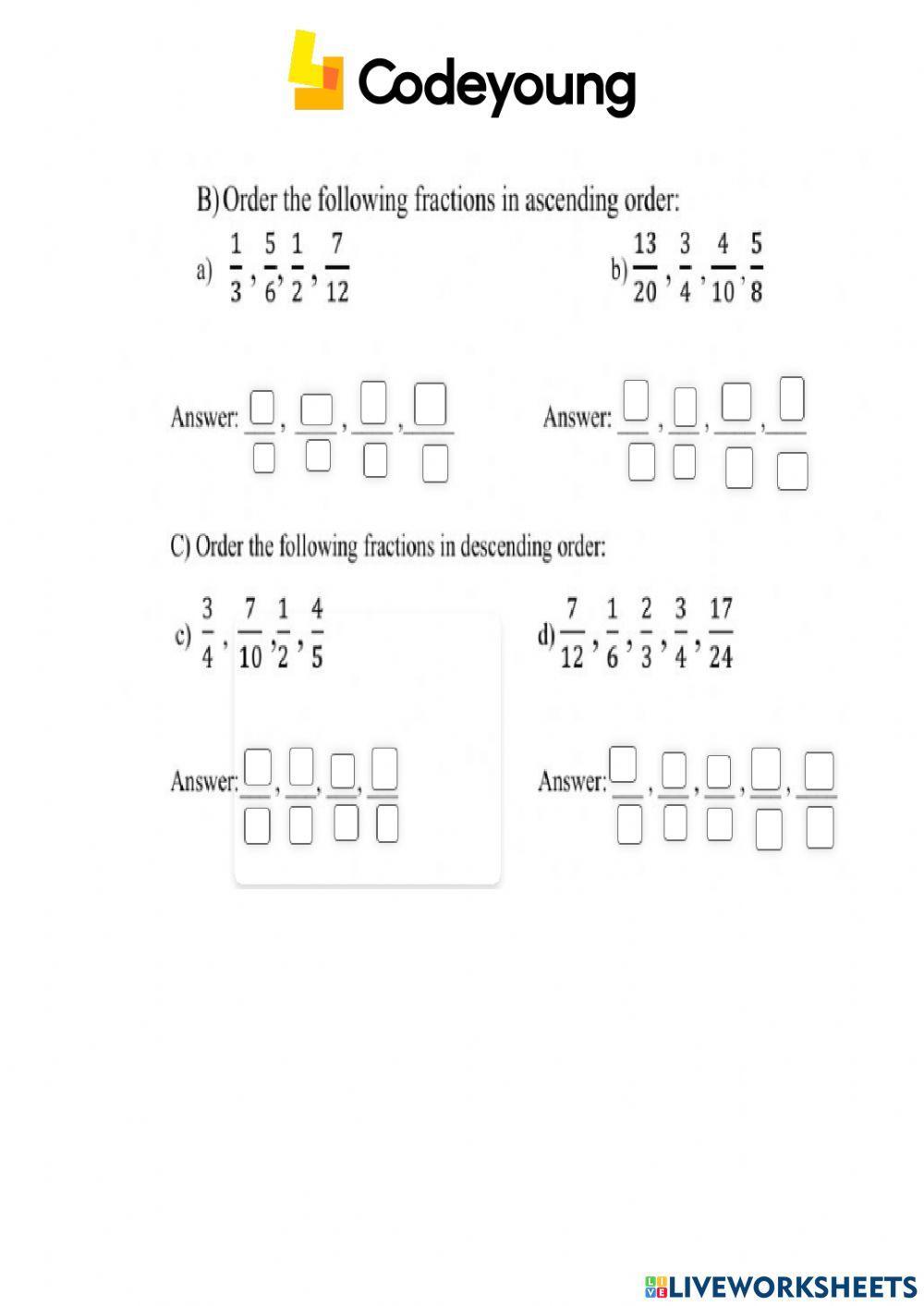 Comapring and ordering fractions