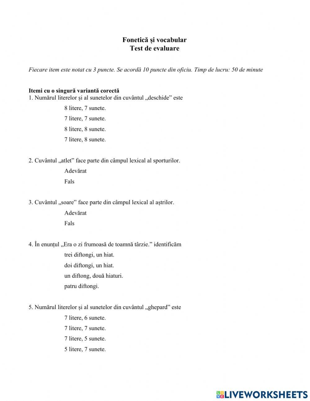 Fonetică și vocabular