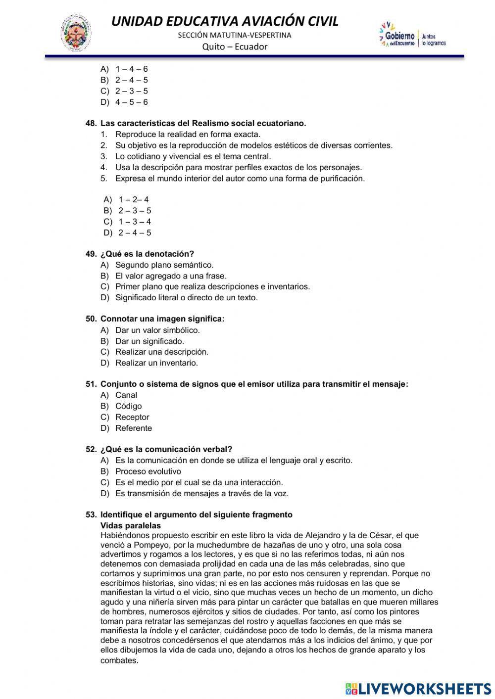 Cuestionario de lenguaje