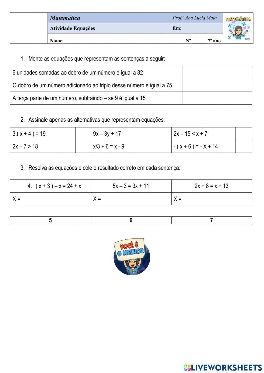 Equações de1º grau Equações de1º grau