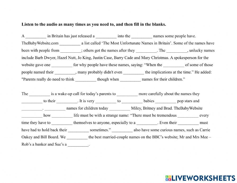 Names-Bizarre Names Dictation Exercise(New Method)