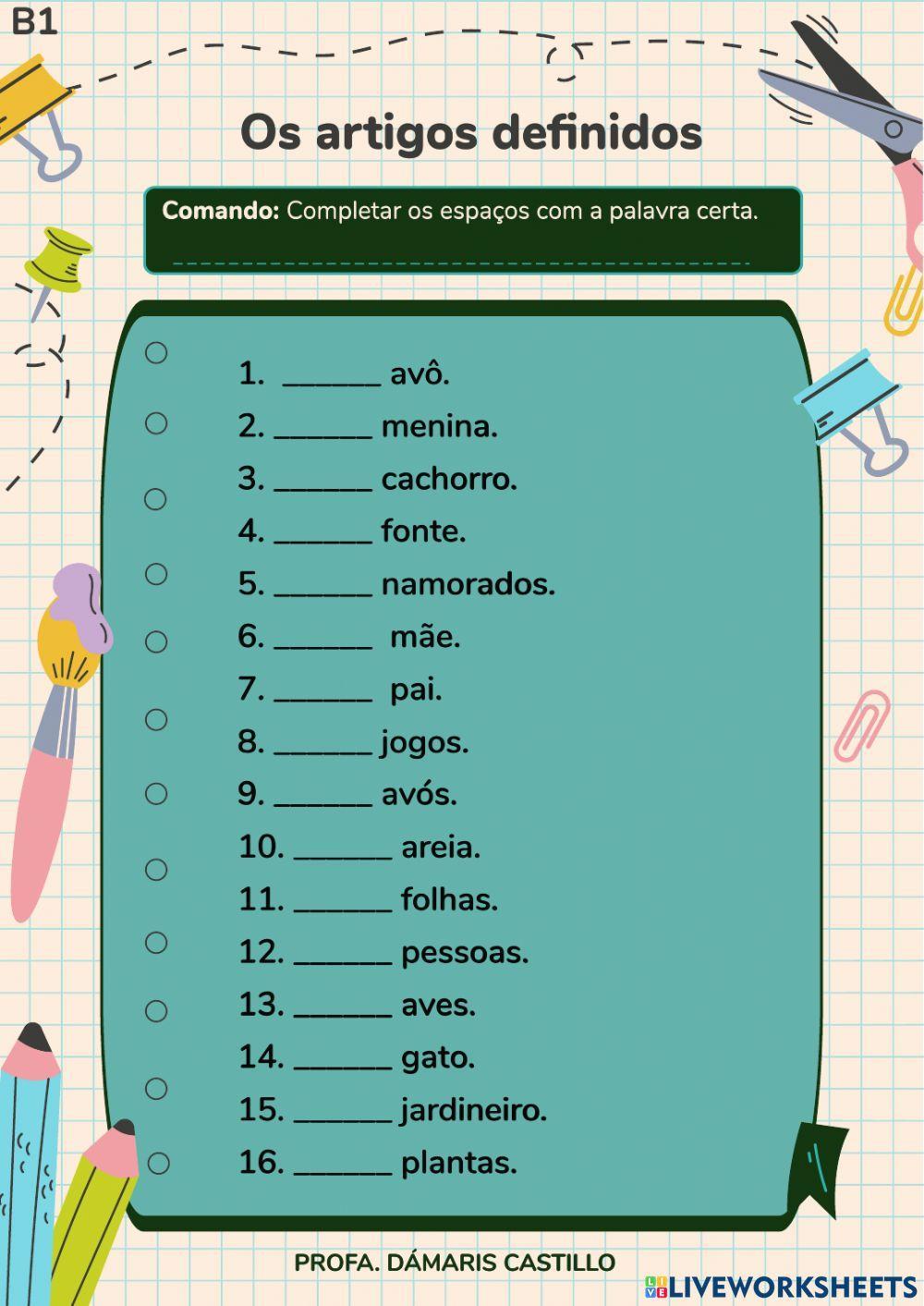 Os artigos definidos 1