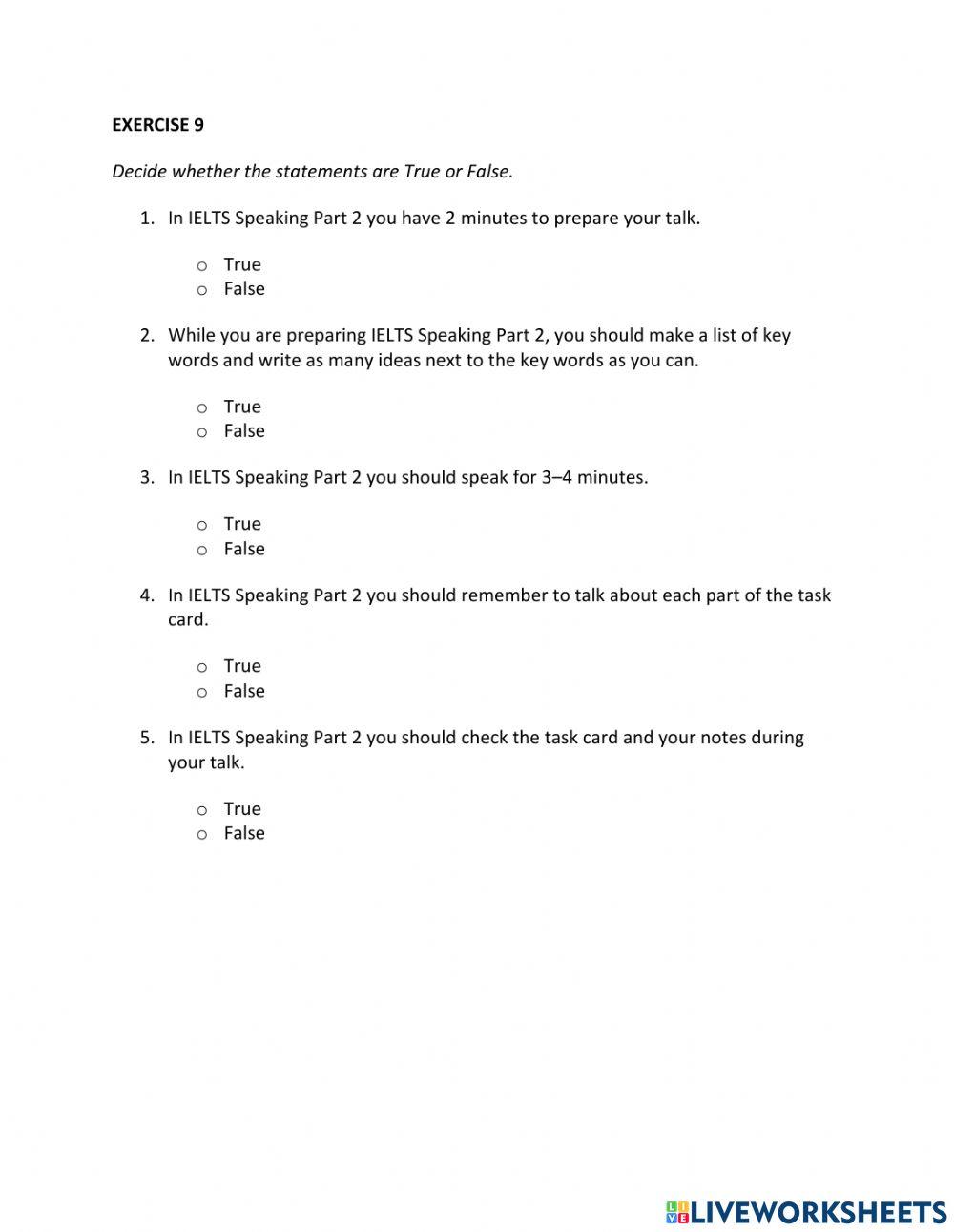 IE1, Unit 1, Speaking, Exercise 9