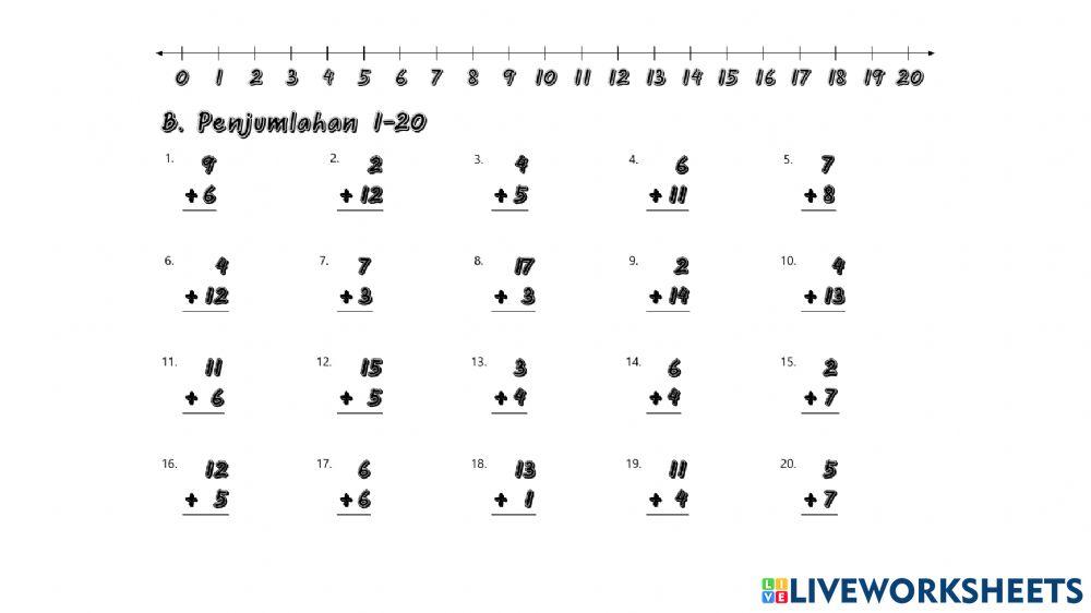 Penjumlahan Vertikal 1-20 B