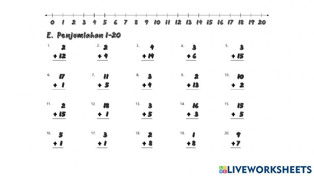 Penjumlahan Vertikal 1-20 E