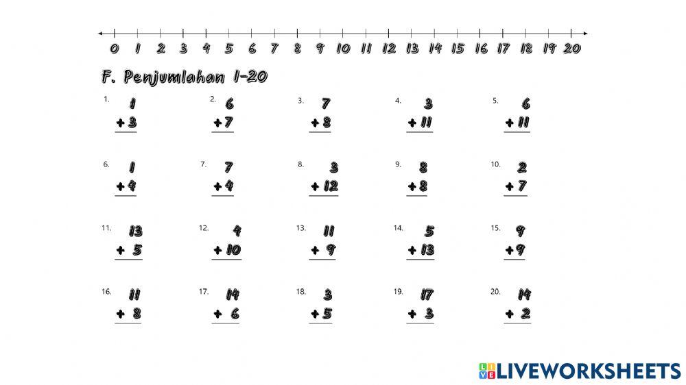Penjumlahan Vertikal 1-20 F