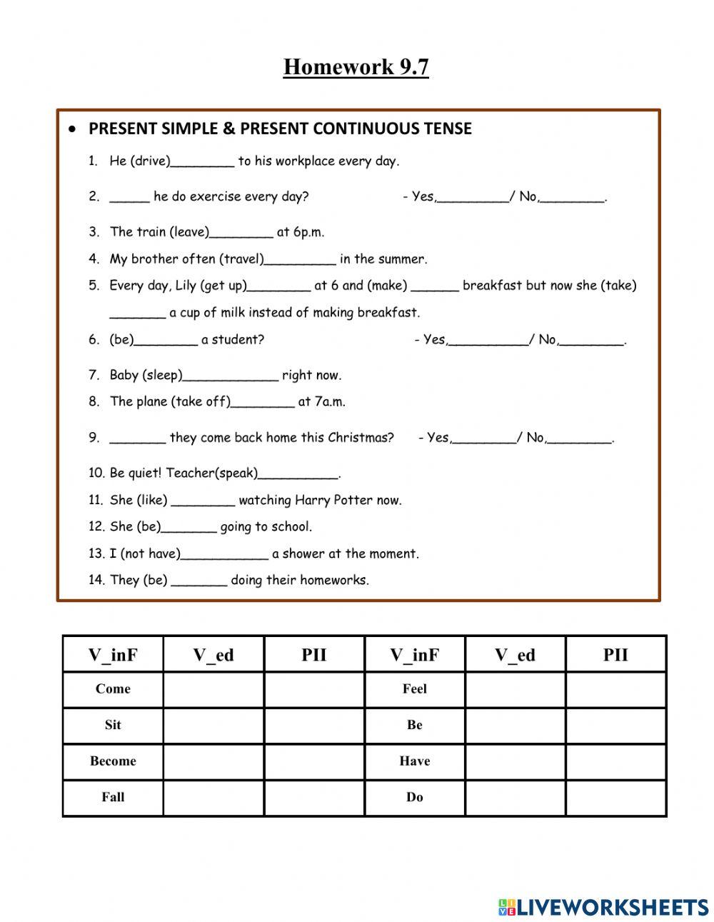 Review: Present SImple, Present Continuous, Present Perfect, Past Simple Tense