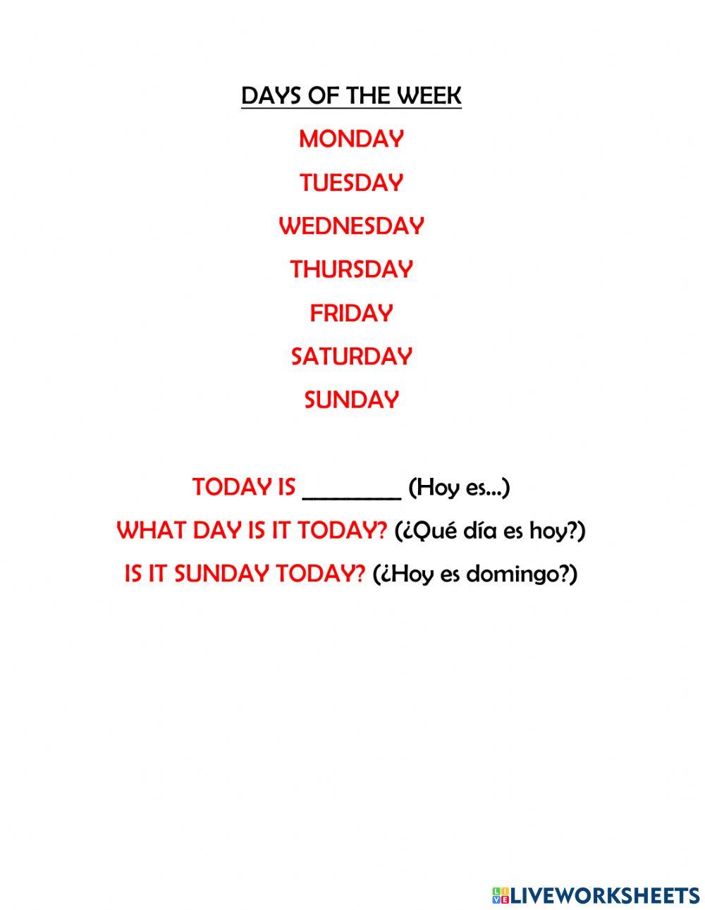 Personal information, personal pronouns and days of the week