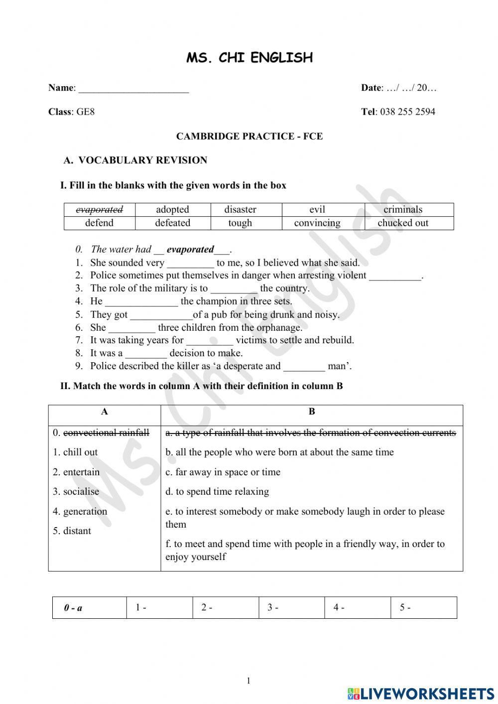 Foreign Teacher-GE8-FCE Practice