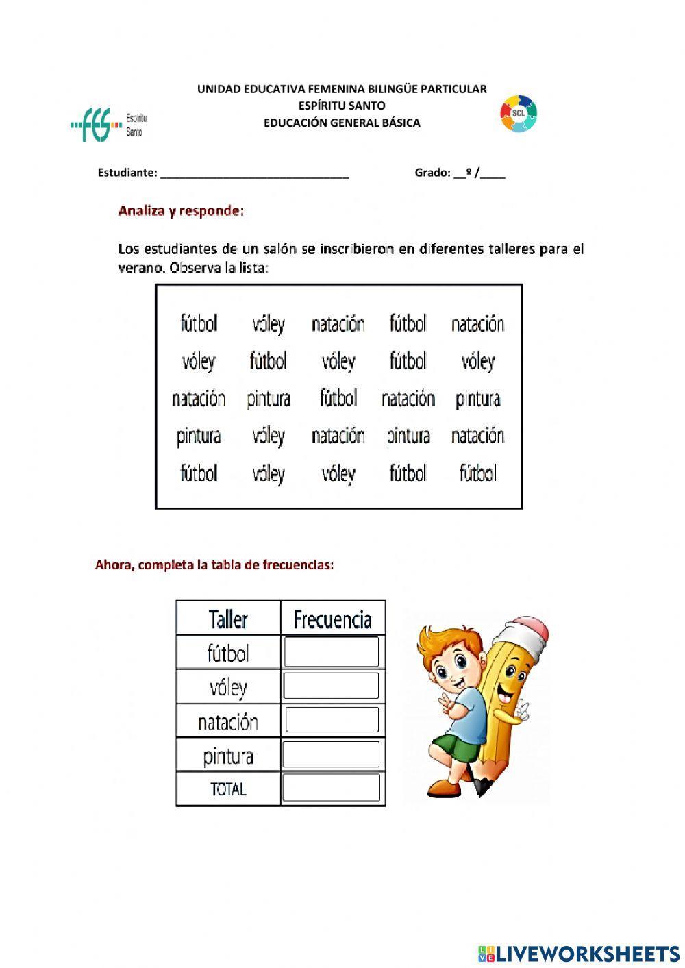 Organizar datos en tablas de frecuencia
