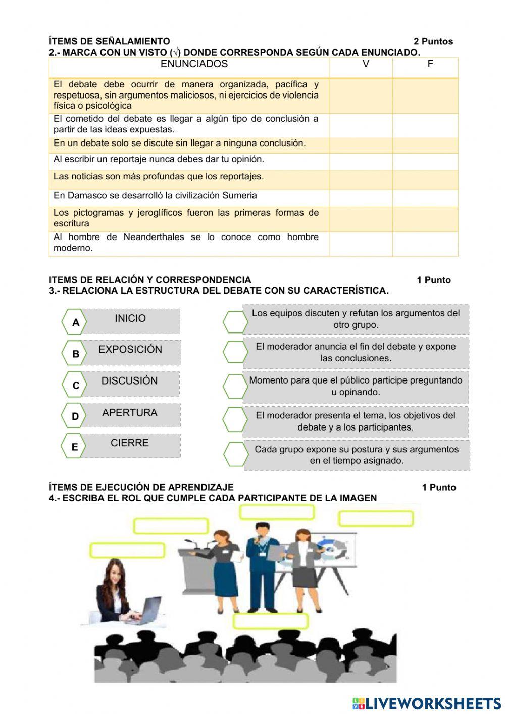 Evaluación ESPAÑOL OCTAVO 2P-1Q