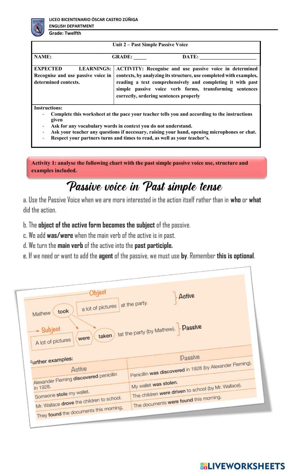 Unit 6 - Process 2 - Practice 1 - Reading Comprehension on Passive Voice