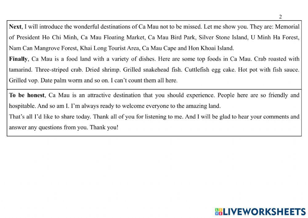 Cà Mau - Thuyết trình tiếng Anh