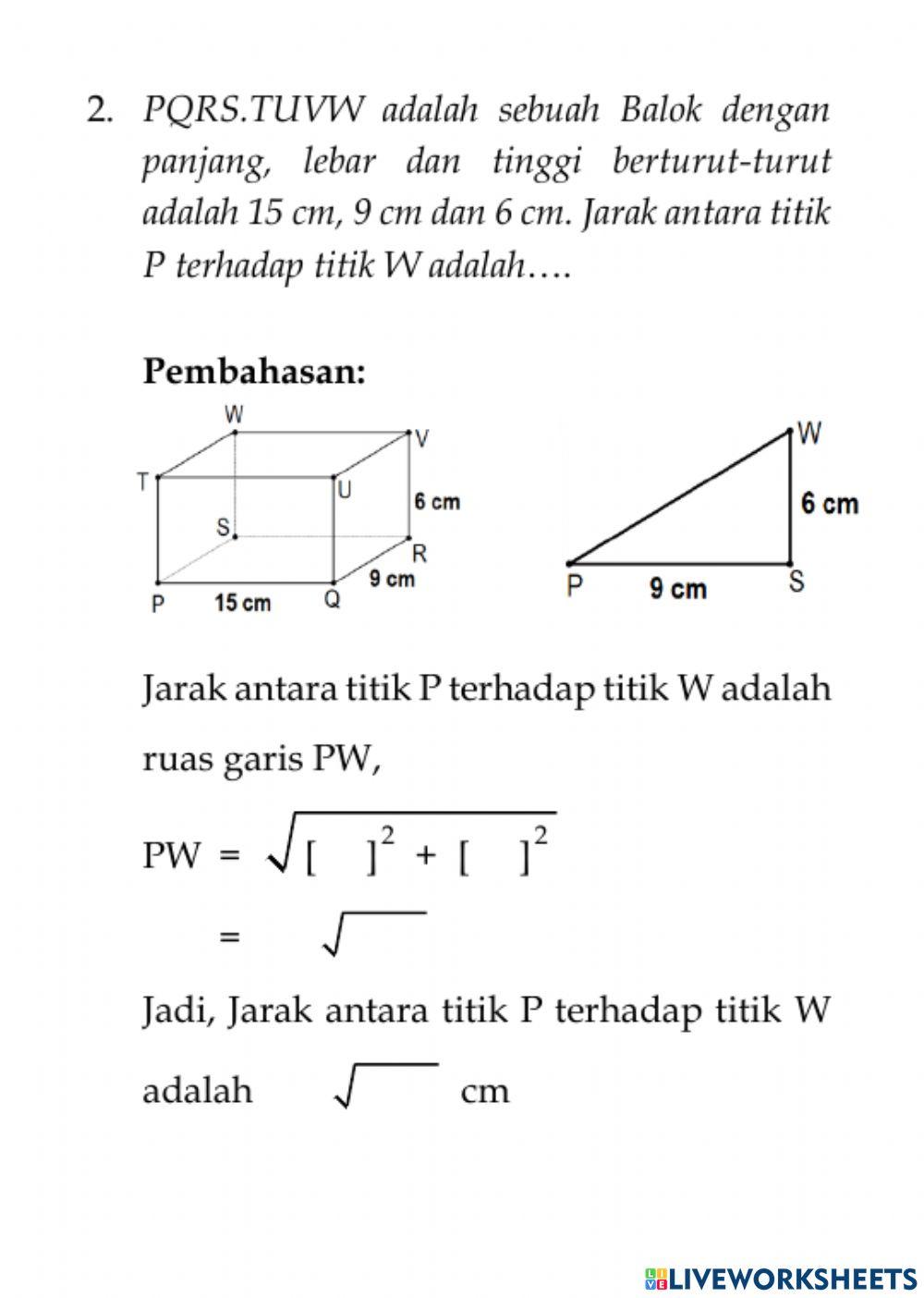 Jarak Dua Titik Pada Balok