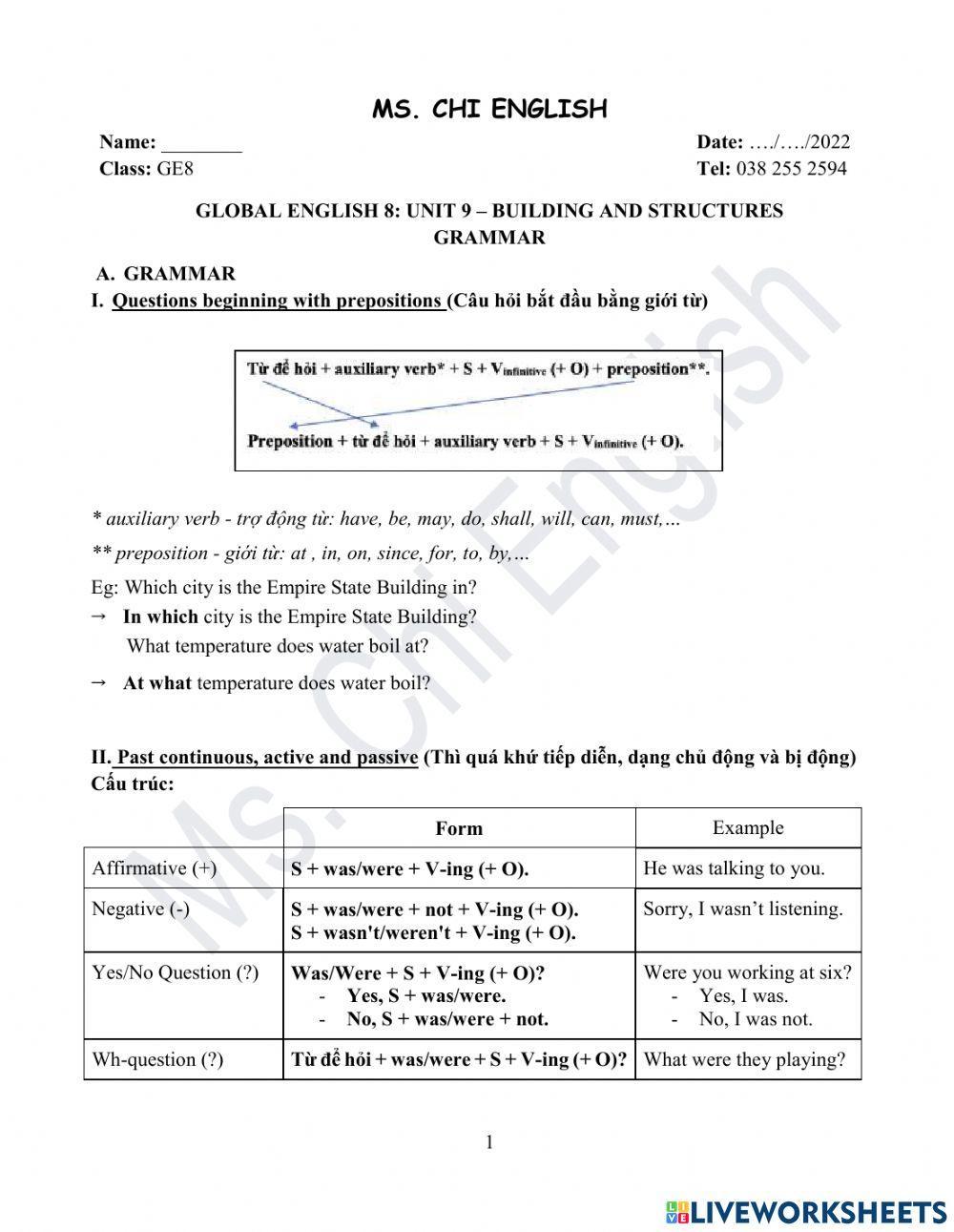 Viet teacher-GE8-U9-Grammar Revision