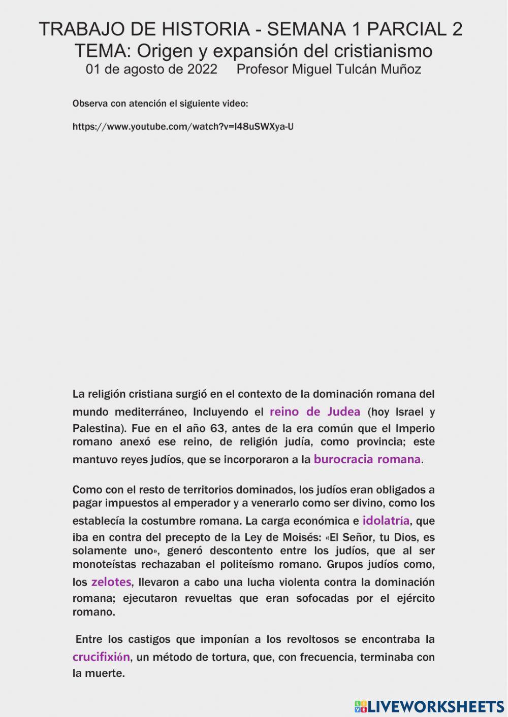 S1 Origen y expansión del cristianismo 2 bgu