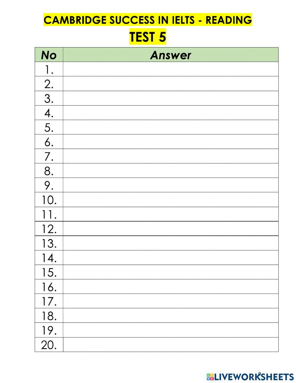 Cambridge Succes In Ielts - Reading - Test 05