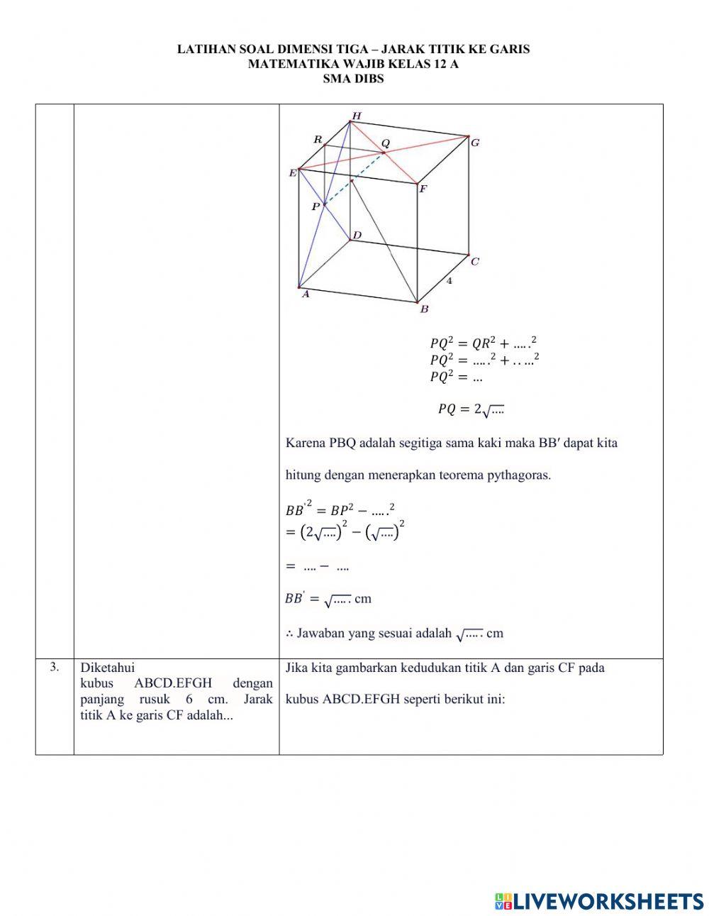 Jarak Titik ke Garis