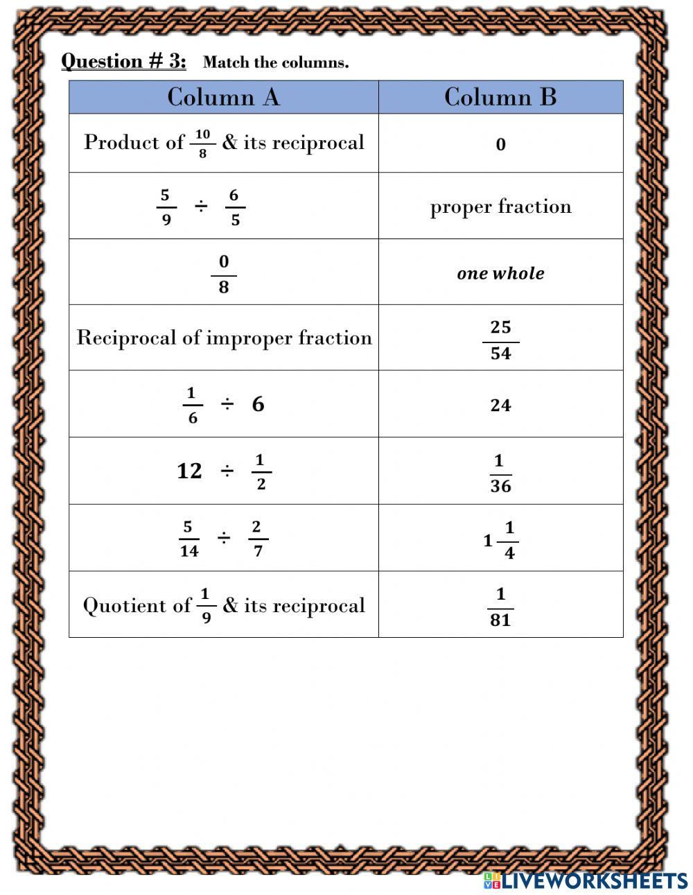 Division of fractions