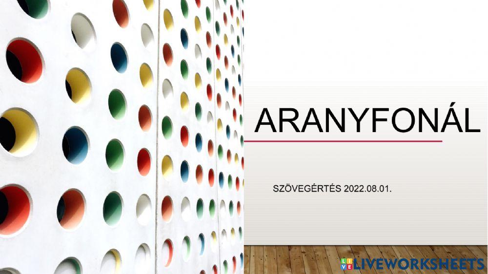 Aranyfonal - szövegértés