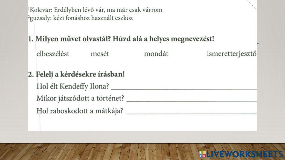 Aranyfonal - szövegértés