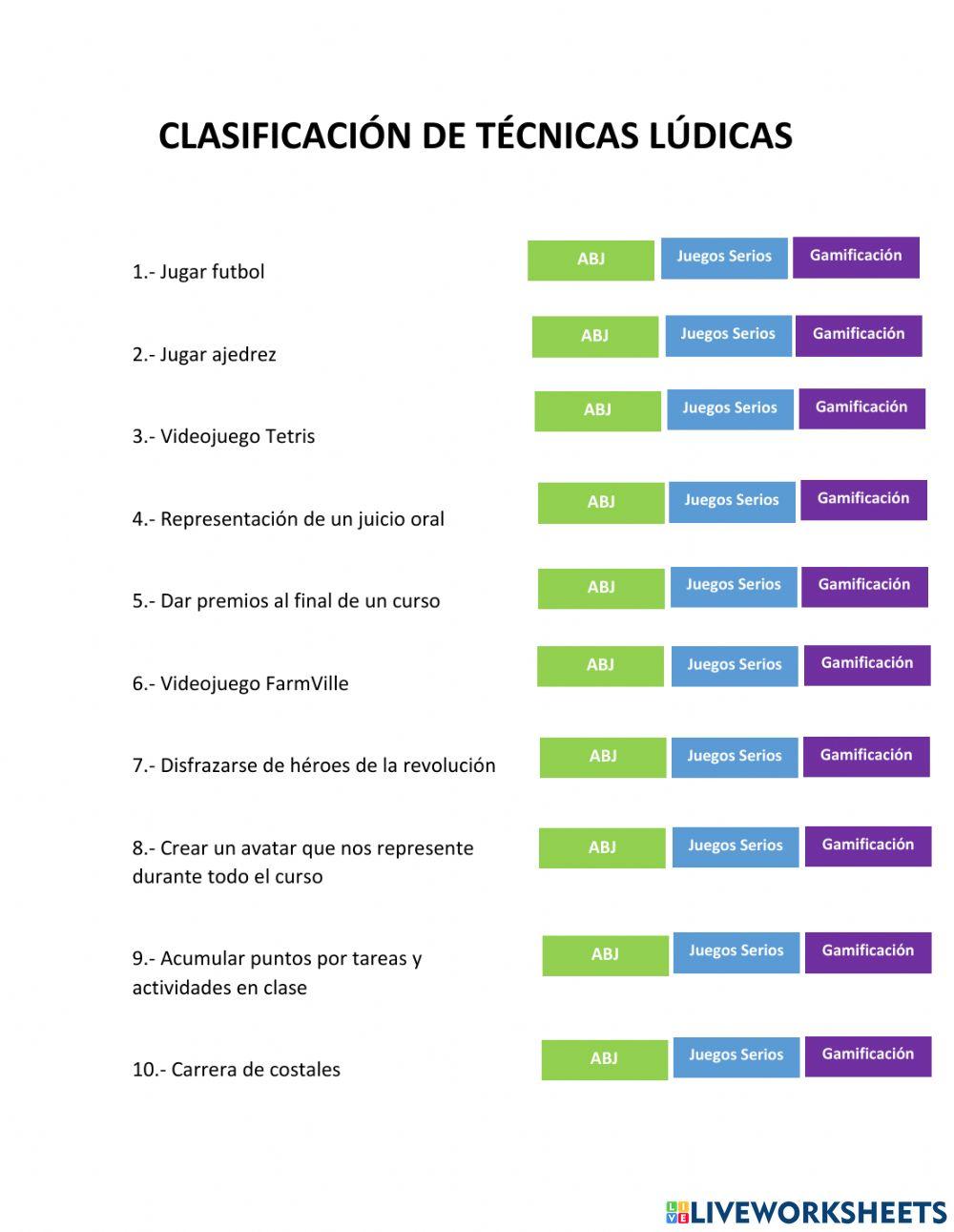 Ejemplos técnicas lúdicas