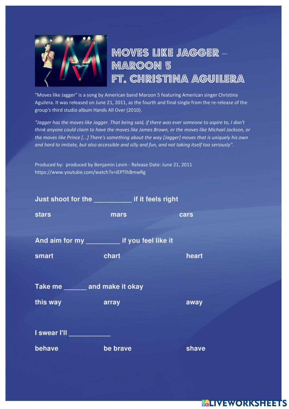 Song Quiz - Maroon 5 - Like Jagger