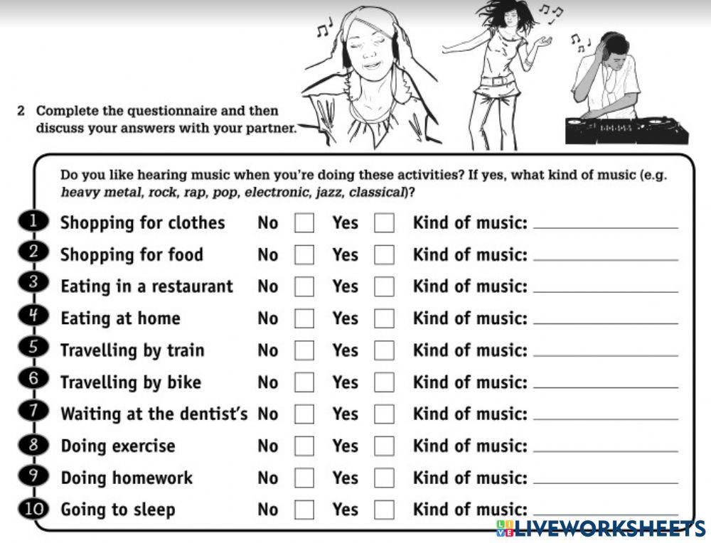 Music and me | Free Interactive Worksheets | 2106711