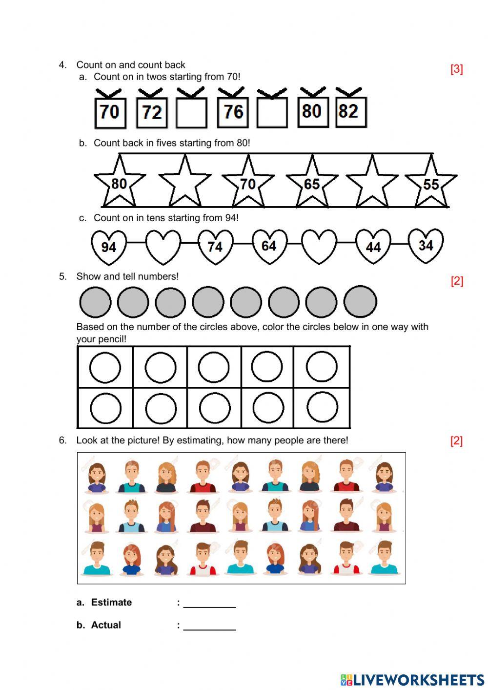 Unit 1: Numbers to 100 Assessment