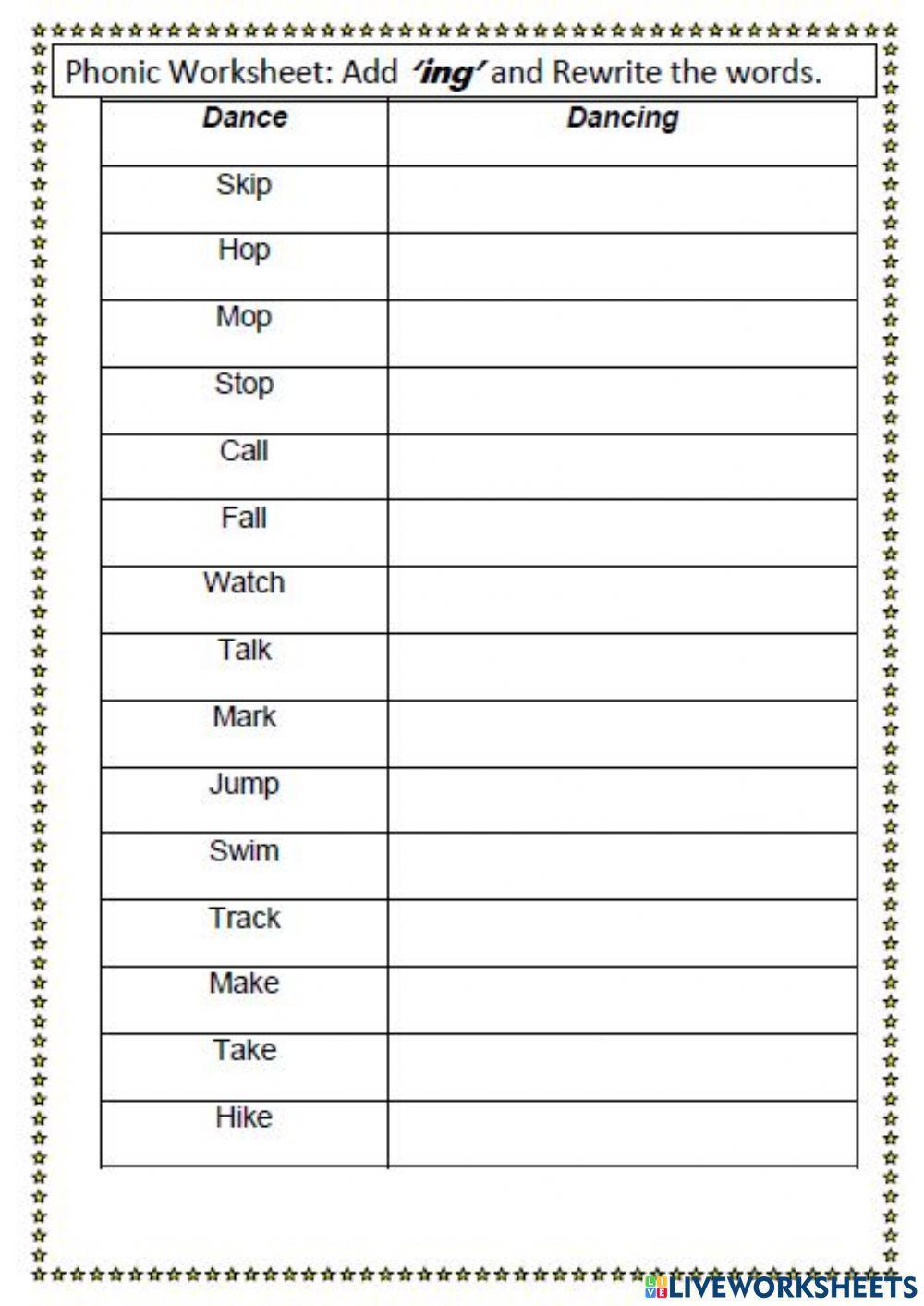 Ending ing to the verbs