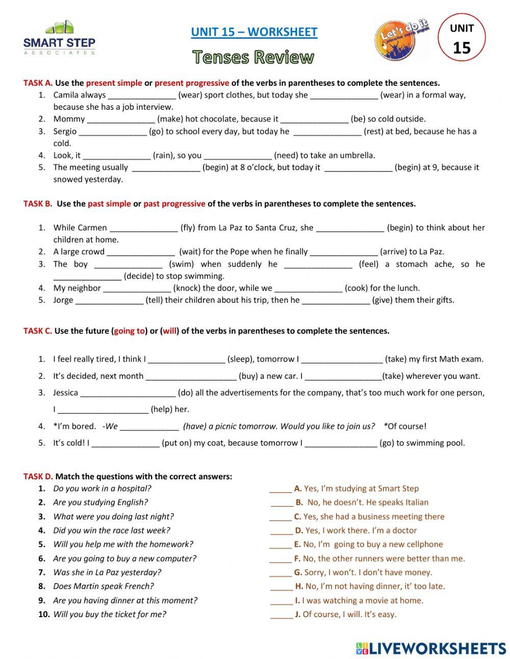 UNIT 15 - Tenses Review