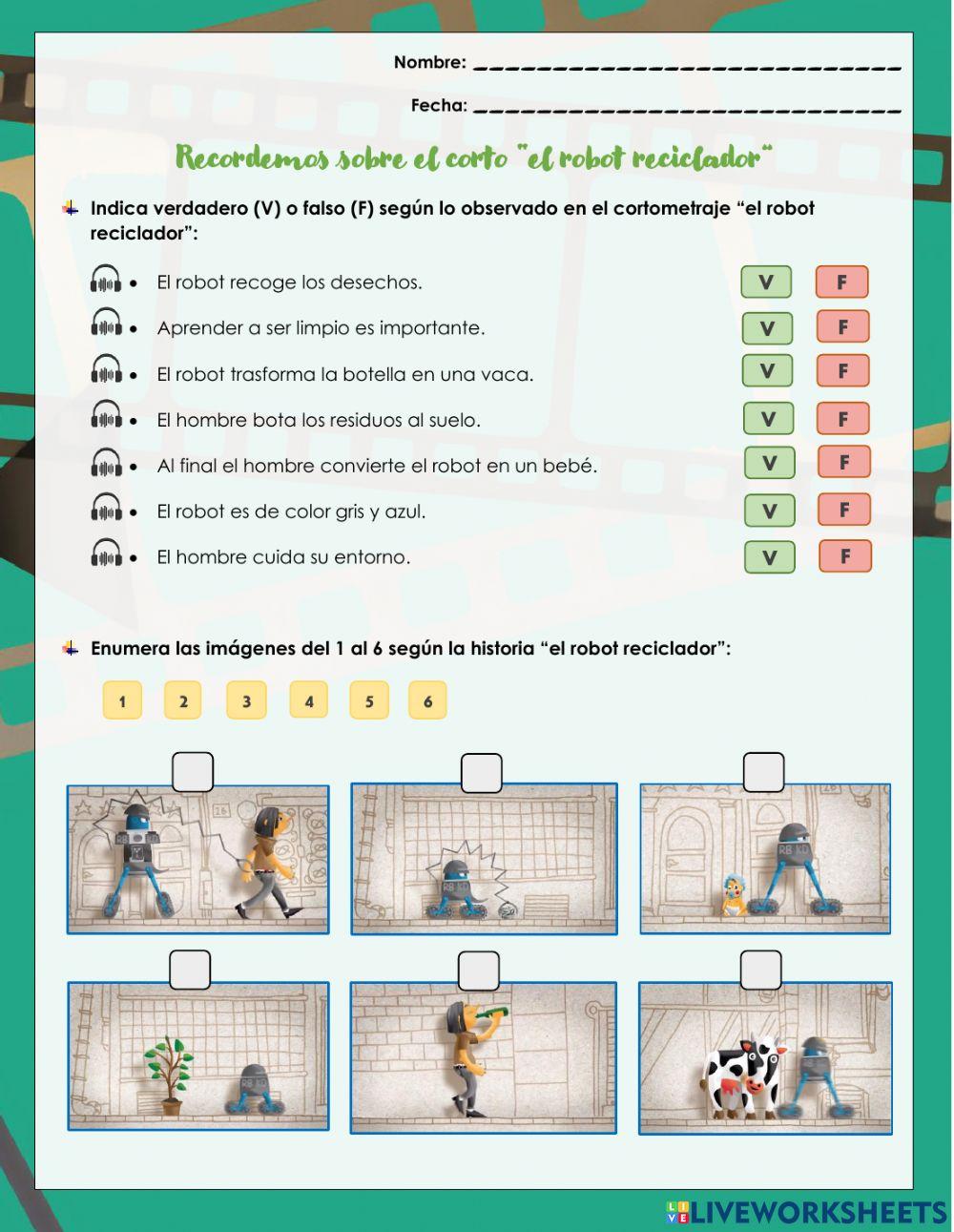 Comprensión lectora: robot reciclador