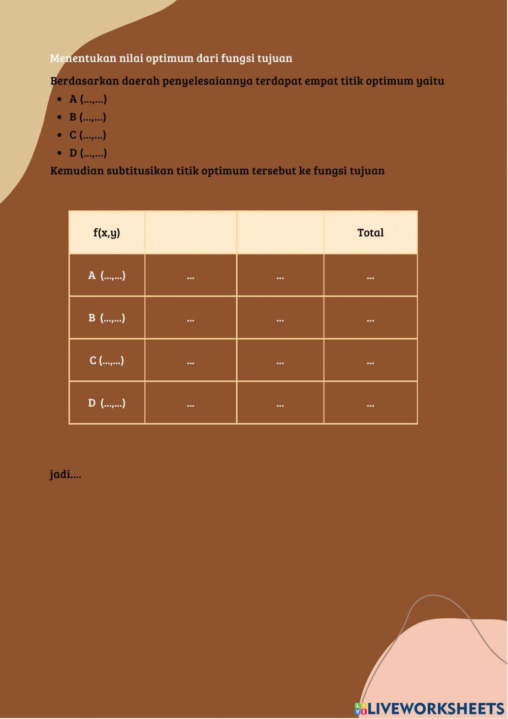 Lkpd program linear online exercise | Live Worksheets