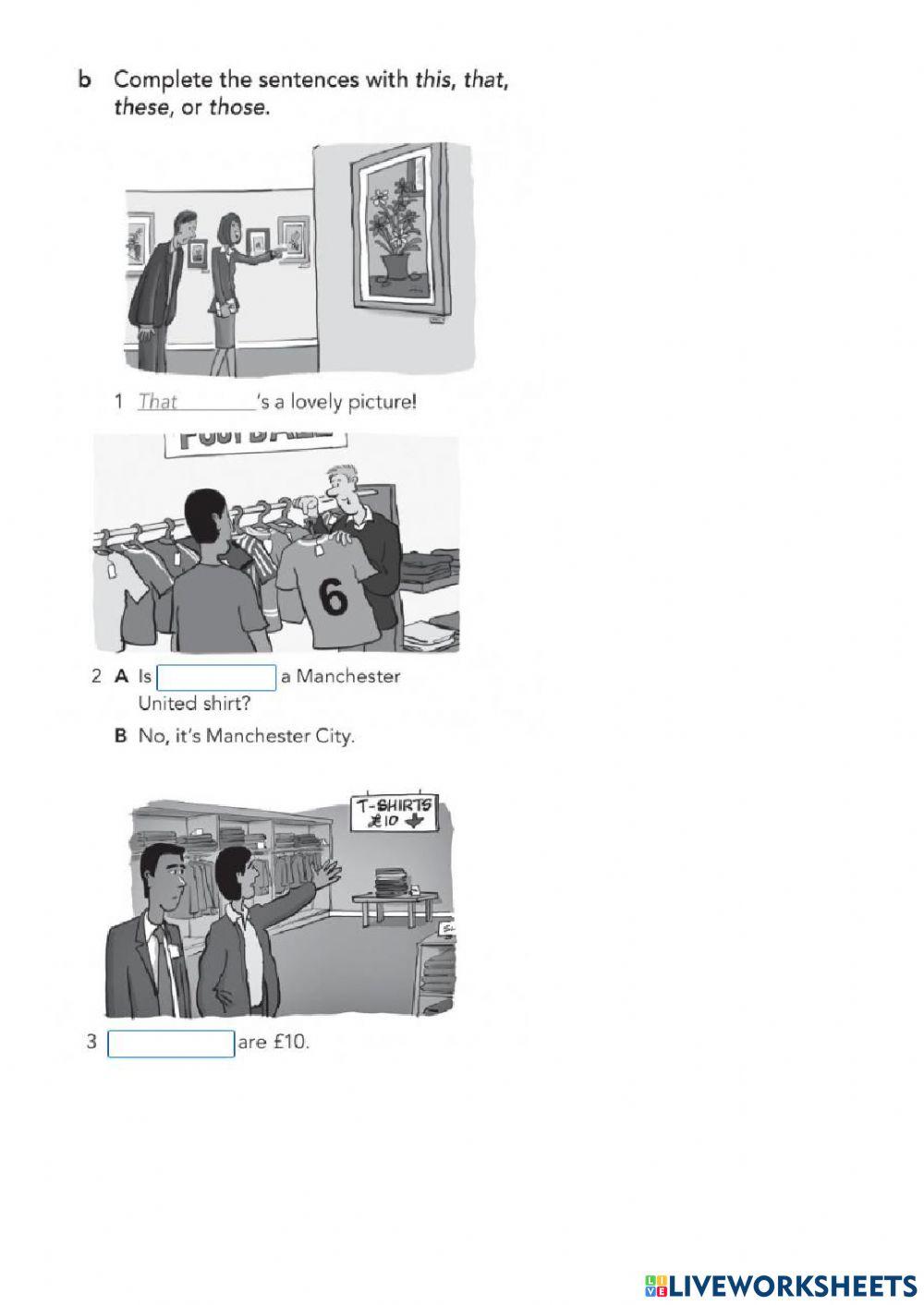 This that these those online exercise for elementary live worksheets