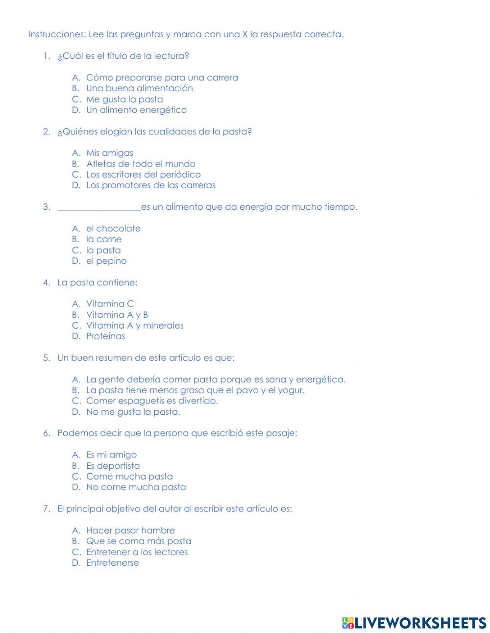 Comprensión de lectura