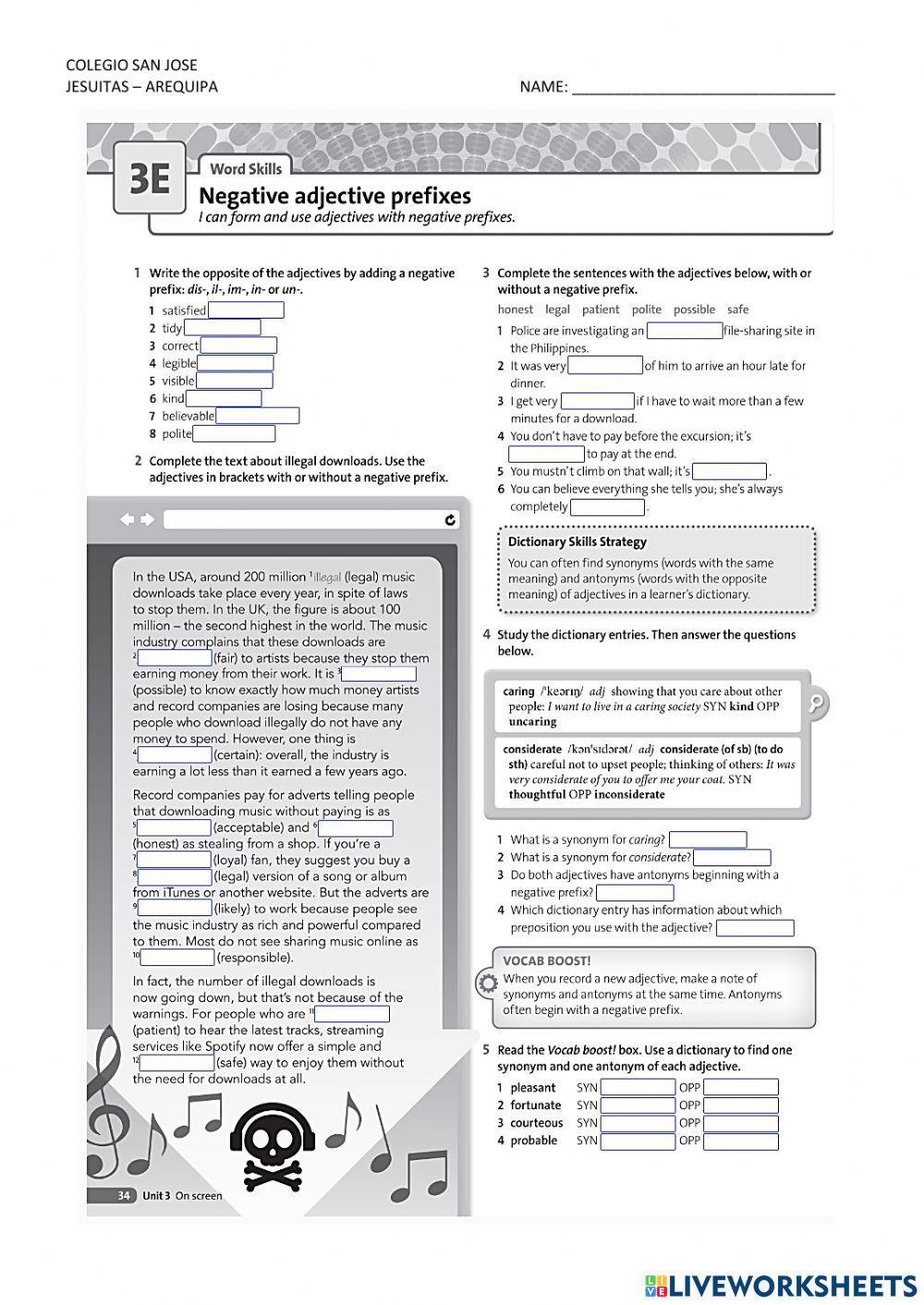 Negative adjective prefixes