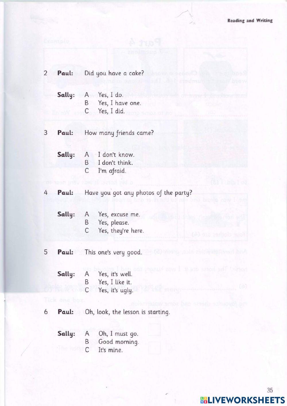 Movers 1- test 2- reading & writing