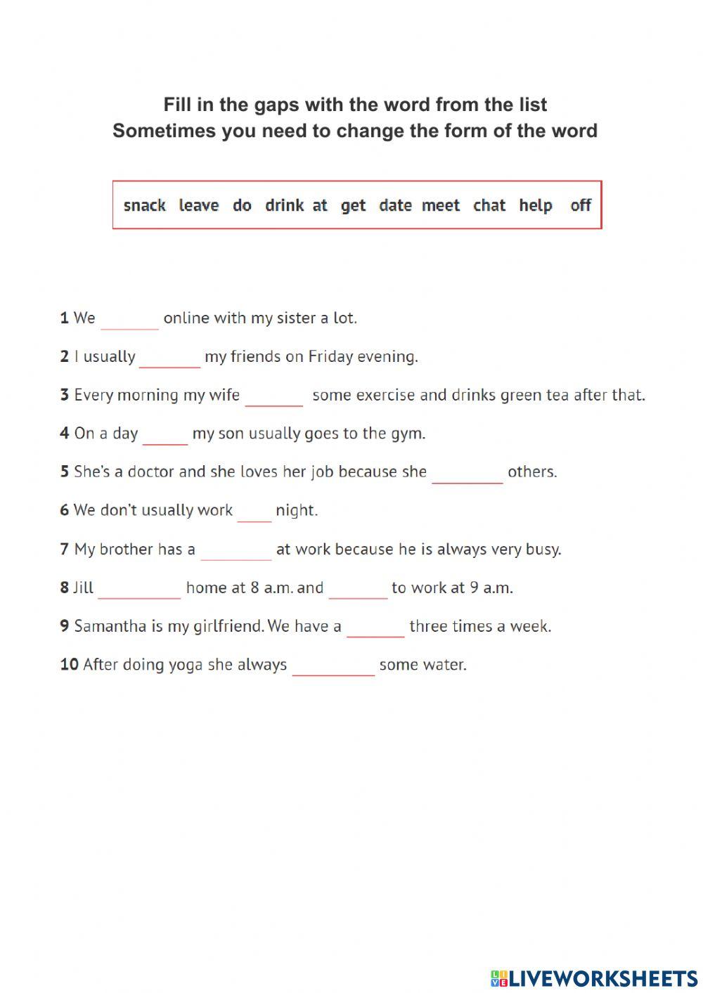 Phrases Present simple