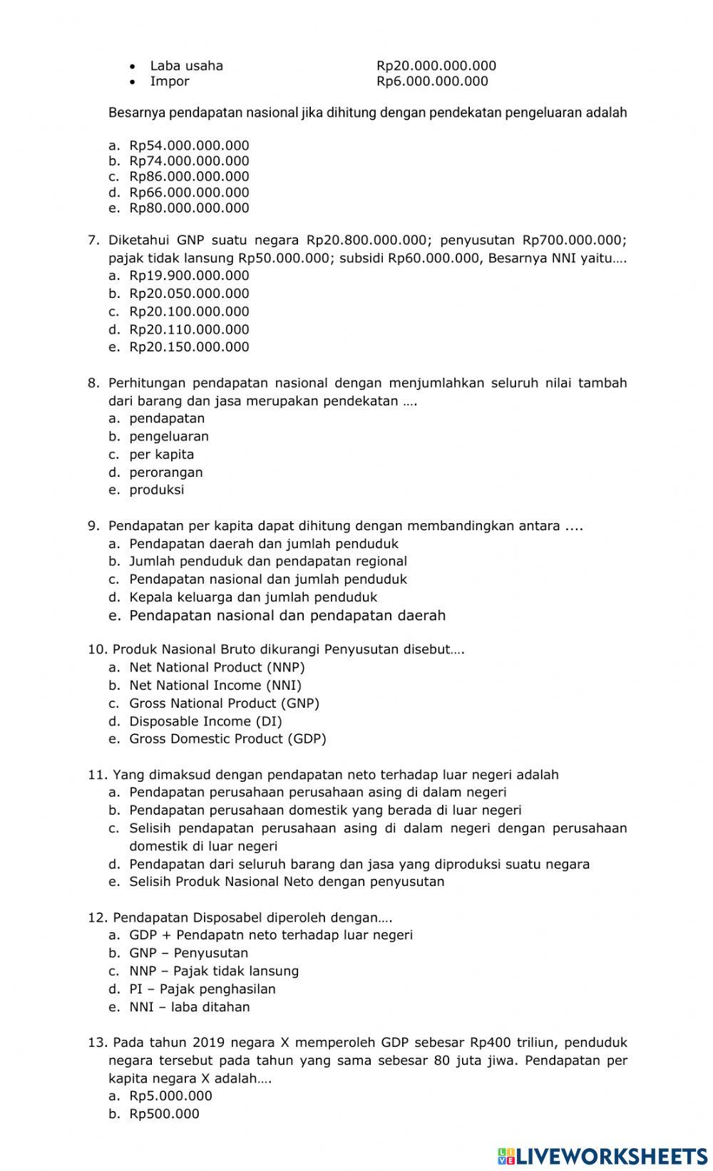 Ulangan Menghitung Pendapatan nasional
